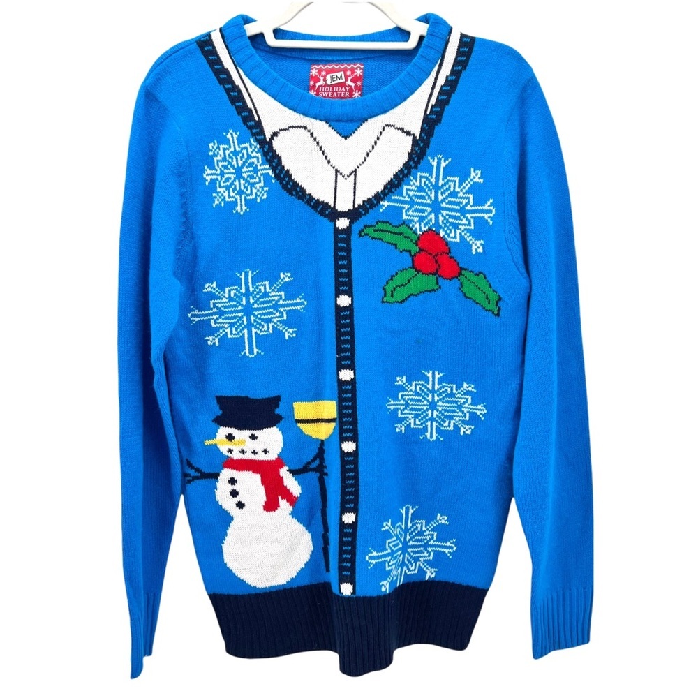 JEM Holiday Ugly Christmas Frosty The Snowman Sweater Unisex Medium